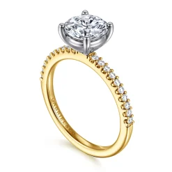 Hot Gabriel & Co. Amata - 14K White-Yellow Gold Round Diamond Engagement Ring