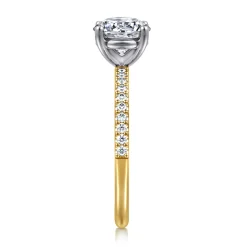 Hot Gabriel & Co. Amata - 14K White-Yellow Gold Round Diamond Engagement Ring