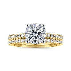 Hot Gabriel & Co. Amata - 14K White-Yellow Gold Round Diamond Engagement Ring