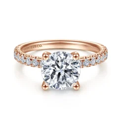 New Gabriel & Co. Amira - 14K Rose Gold Round Diamond Engagement Ring