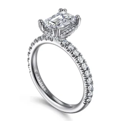 Sale Gabriel & Co. Amira - 14K White Gold Emerald Cut Diamond Engagement Ring