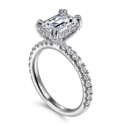 Best Gabriel & Co. Amira - 14K White Gold Emerald Cut Diamond Engagement Ring