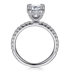 Best Gabriel & Co. Amira - 14K White Gold Emerald Cut Diamond Engagement Ring