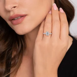 Best Gabriel & Co. Amira - 14K White Gold Emerald Cut Diamond Engagement Ring
