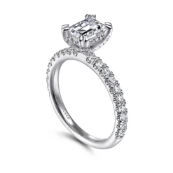 New Gabriel & Co. Amira - 14K White Gold Emerald Cut Diamond Engagement Ring