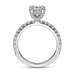 New Gabriel & Co. Amira - 14K White Gold Emerald Cut Diamond Engagement Ring
