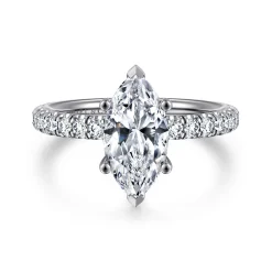 Best Gabriel & Co. Amira - 14K White Gold Marquise Shape Diamond Engagement Ring