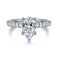 Best Gabriel & Co. Amira - 14K White Gold Pear Shape Diamond Engagement Ring
