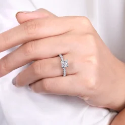 Gabriel & Co. Amira - 14K White Gold Princess Cut Diamond Engagement Ring