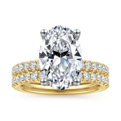 Outlet Gabriel & Co. Amira - 14K White-Yellow Gold Oval Diamond Engagement Ring