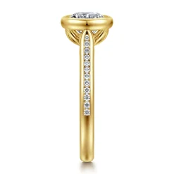Best Gabriel & Co. Amoria - 14K Yellow Gold Bezel Set Round Diamond Engagement Ring