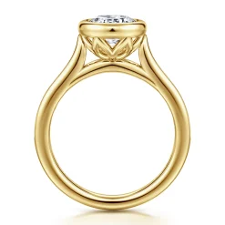 Best Gabriel & Co. Amoria - 14K Yellow Gold Bezel Set Round Diamond Engagement Ring