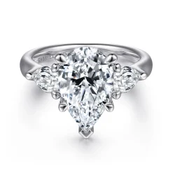 Sale Gabriel & Co. Anabelle - 18K White Gold Pear Shape Three Stone Diamond Engagement Ring