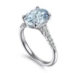 Discount Gabriel & Co. Anastazia - 14K White Gold Oval Aquamarine and Diamond Engagement Ring