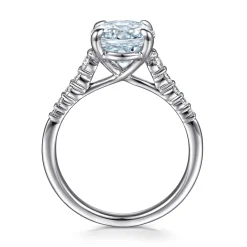 Discount Gabriel & Co. Anastazia - 14K White Gold Oval Aquamarine and Diamond Engagement Ring