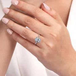 Discount Gabriel & Co. Anastazia - 14K White Gold Oval Aquamarine and Diamond Engagement Ring