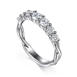 New Gabriel & Co. Andora - 14K White Gold Graduating Diamond Anniversary Band - 0.8 ct