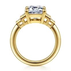 Hot Gabriel & Co. Andre - 14K Yellow Gold Emerald Cut Five Stone Diamond Engagement Ring