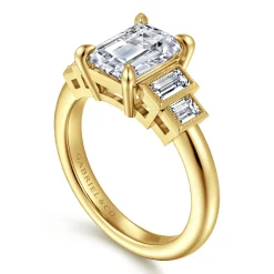 New Gabriel & Co. Andre - 14K Yellow Gold Emerald Cut Diamond Engagement Ring