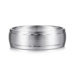 Discount Gabriel & Co. Andrew - 14K White Gold 7mm - Men's Wedding Band in Satin Finish