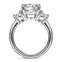 Best Gabriel & Co. Aneta - 14K White Gold Round Three Stone Diamond Engagement Ring
