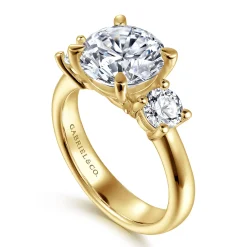 Hot Gabriel & Co. Aneta - 14K Yellow Gold Round Three Stone Diamond Engagement Ring
