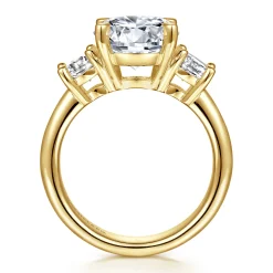 Hot Gabriel & Co. Aneta - 14K Yellow Gold Round Three Stone Diamond Engagement Ring