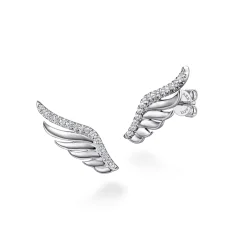 Clearance Gabriel & Co. Angel Wing - 925 Sterling Silver White Sapphire Angel Wing Stud Earrings