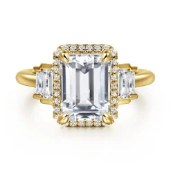 Online Gabriel & Co. Anita - 14K Yellow Gold Emerald Cut Halo Five Stone Diamond Engagement Ring