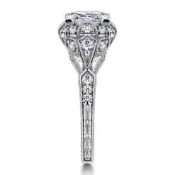 Online Gabriel & Co. Annadale - Unique 14K White Gold Vintage Inspired Princess Halo Diamond Engagement Ring