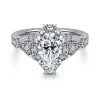 Outlet Gabriel & Co. Annadale - Unique 14K White Gold Vintage Inspired Pear Shape Diamond Halo Engagement Ring