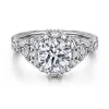Outlet Gabriel & Co. Annadale - Unique 14K White Gold Vintage Inspired Diamond Halo Engagement Ring