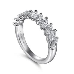 Hot Gabriel & Co. Anna - 14K White Gold Prongs Marquise and Round Diamond Anniversary Band - 1.1 ct