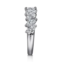 Hot Gabriel & Co. Anna - 14K White Gold Prongs Marquise and Round Diamond Anniversary Band - 1.1 ct