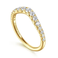 Clearance Gabriel & Co. Annecy - Curved-14K Yellow Gold Diamond Anniversary Band - 0.5 ct