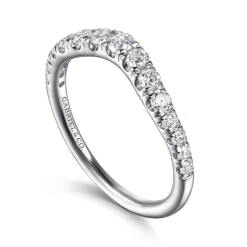 Outlet Gabriel & Co. Annecy - Curved Platinum French Pave Set Diamond Wedding Band - 0.5 ct