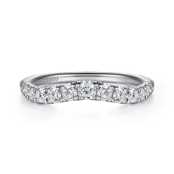 Outlet Gabriel & Co. Annecy - Curved Platinum French Pave Set Diamond Wedding Band - 0.5 ct