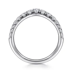 Outlet Gabriel & Co. Annecy - Curved Platinum French Pave Set Diamond Wedding Band - 0.5 ct