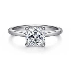 Best Gabriel & Co. Anne - 14K White Gold Cushion Cut Solitaire Diamond Engagement Ring