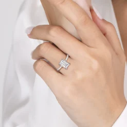 Sale Gabriel & Co. Anne - 14K White Gold Emerald Cut Solitaire Diamond Engagement Ring