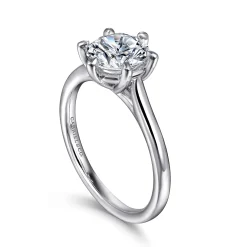 Gabriel & Co. Anne - 14K White Gold 6 Prong Round Solitaire Diamond Engagement Ring