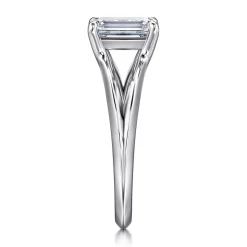 Clearance Gabriel & Co. Annie - 14K White Gold Split Shank Emerald Cut Diamond Engagement Ring