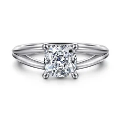 Best Gabriel & Co. Annie - 14K White Gold Split Shank Cushion Cut Diamond Engagement Ring