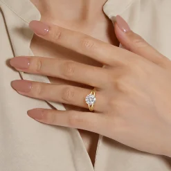 New Gabriel & Co. Annie - 14K Yellow Gold Split Shank Round Diamond Engagement Ring