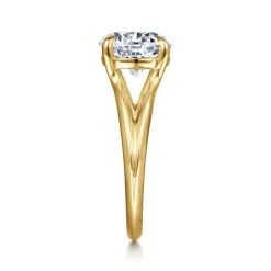 New Gabriel & Co. Annie - 14K Yellow Gold Split Shank Round Diamond Engagement Ring