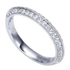 Best Gabriel & Co. Antibes - 14K White Gold Knife Edge Diamond Anniversary Band with Milgrain - 0.42 ct
