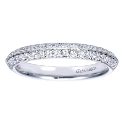 Best Gabriel & Co. Antibes - 14K White Gold Knife Edge Diamond Anniversary Band with Milgrain - 0.42 ct