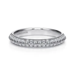 Best Gabriel & Co. Antibes - 14K White Gold Knife Edge Diamond Anniversary Band with Milgrain - 0.42 ct