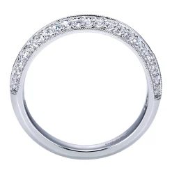 Best Gabriel & Co. Antibes - 14K White Gold Knife Edge Diamond Anniversary Band with Milgrain - 0.42 ct