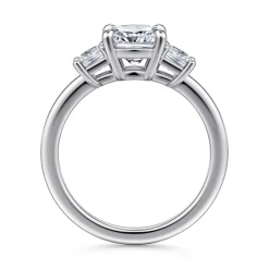 Sale Gabriel & Co. Antonia - 14K White Gold Cushion Cut Three Stone Diamond Engagement Ring